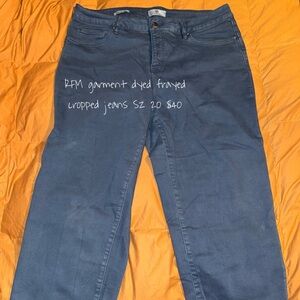Blue Ankle Cropped Jeans with Text Design